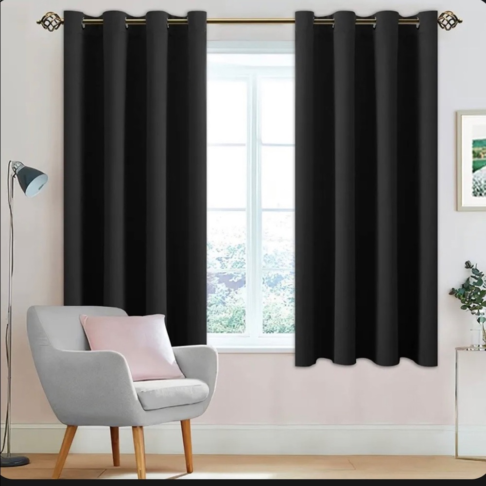 LUSHLEAF Blackout Curtains for Bedroom, Solid Thermal Insulated 2 Panels